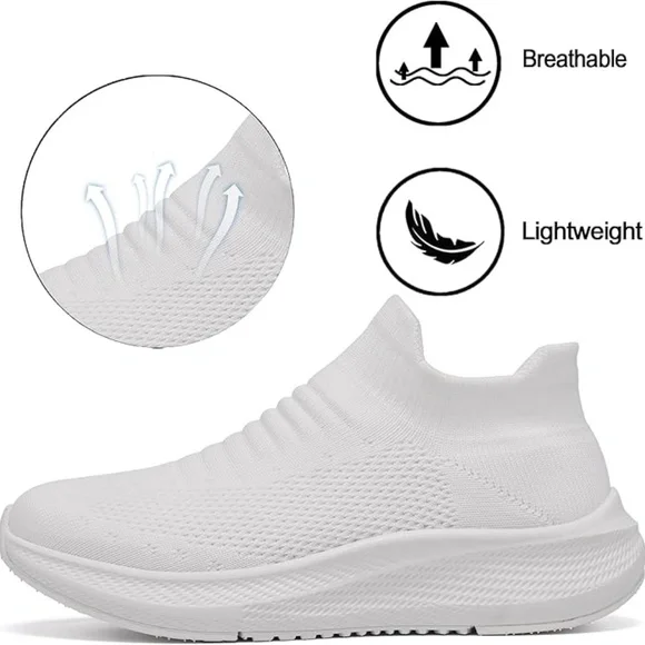 Womens Slip on Walking Shoes Comfort Lightweight Breathable Sock Shoe Non-Slip - Picture 4 of 5
